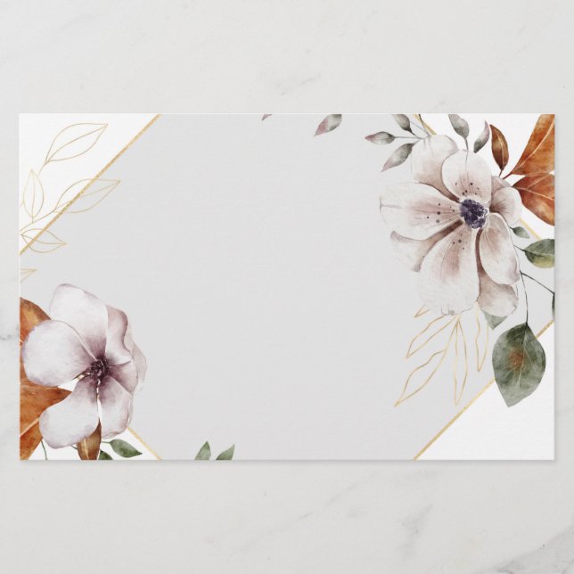 Papelería Flores Blancas, Elegante Escritura Floral (Anverso)