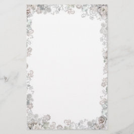 Papelería Flores blancas elegantes