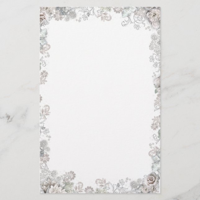 Papelería Flores blancas elegantes (Anverso)