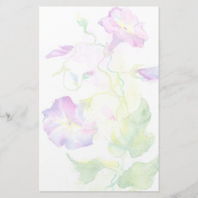 Papelería Flores convolvulsas acuáticas pintadas (Anverso)