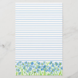 Papelería Flores de acuarela azul floja en lino