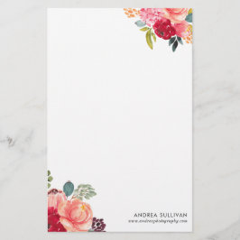 Papelería Flores de acuarela clásicas Stationery personaliza