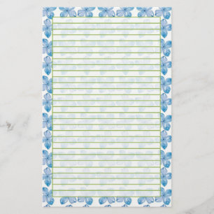 Papelería Flores de acuarela de hidrangea azul alineadas