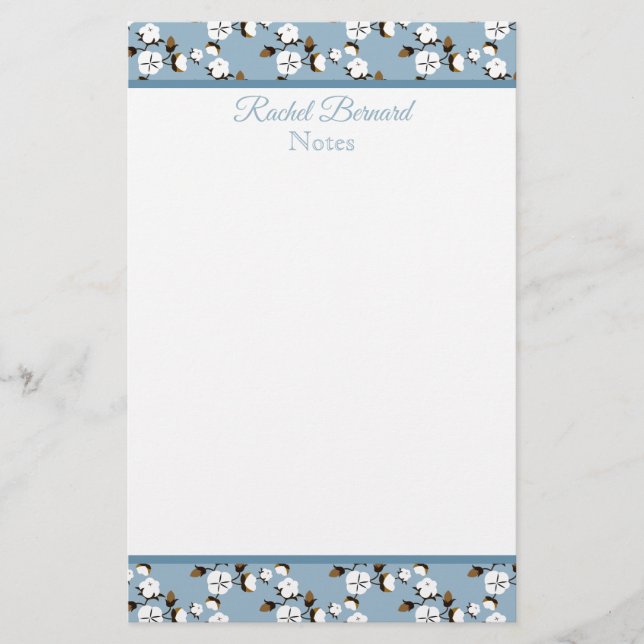 Papelería Flores de algodón y azul de campo (Anverso)