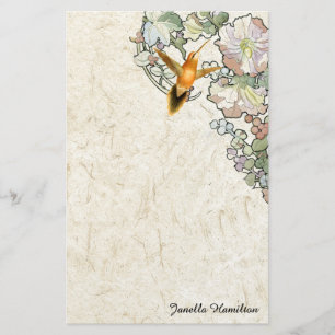 Papelería Flores de Art Nouveau mucha estilo Hummingbird