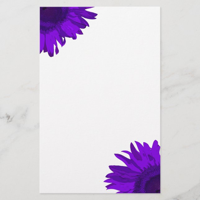 Papelería Flores de arte pop púrpura brillante (Anverso)
