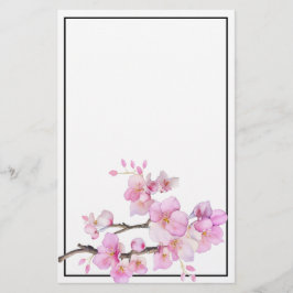 Papelería Flores de cerezo florales rosadas a la acuarela