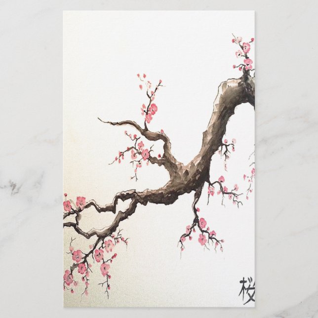 Papelería Flores de cerezo japonesas (Anverso)
