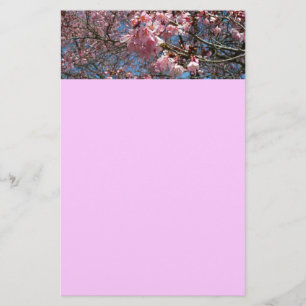 Papelería Flores de cerezo y de primavera rosada de abeja