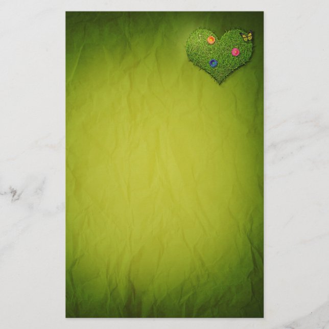 Papelería Flores de césped en forma de corazón mariposa (Anverso)