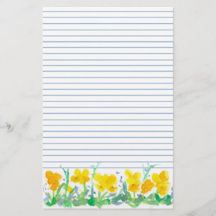 Papelería Flores de color amarillo Pansy acuarela Pintado