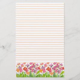 Papelería Flores de color de agua rosada Naranja Linto