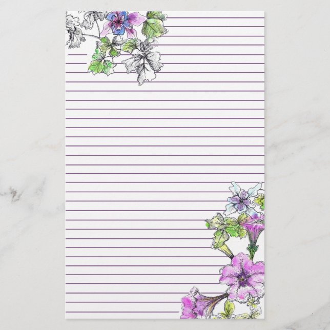 Papelería Flores de color púrpura Petunia Lilac Lining (Anverso)