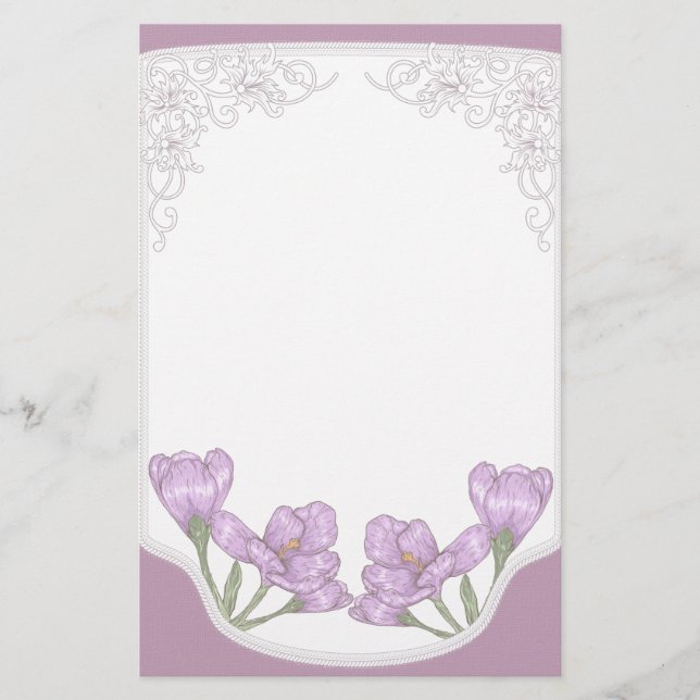 Papelería Flores de Crocus púrpura en primavera (Anverso)