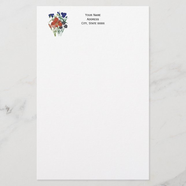 Papelería Flores de flores - Azul marino - TRANS - Fl8878 -  (Anverso)