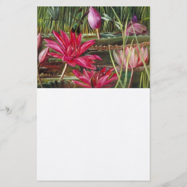 Papelería Flores de flores rosas de pintura de época (Anverso)