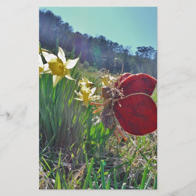 Papelería Flores de hadas y amarillas (Anverso)