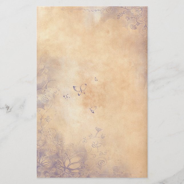 Papelería Flores de la fantasía - púrpura (Anverso)