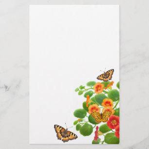 Papelería Flores de mariposas y nasturcio