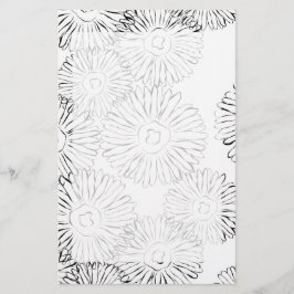 Papelería Flores de primavera abstractas en blanco y negro