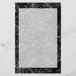 Papelería Flores de primavera abstractas en blanco y negro