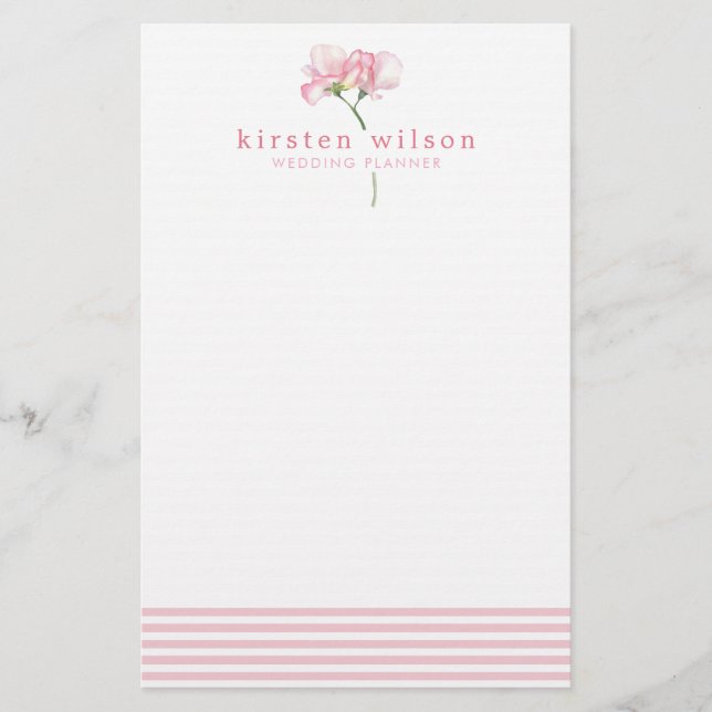 Papelería Flores elegantes de pasteles rosados - Personaliza (Anverso)