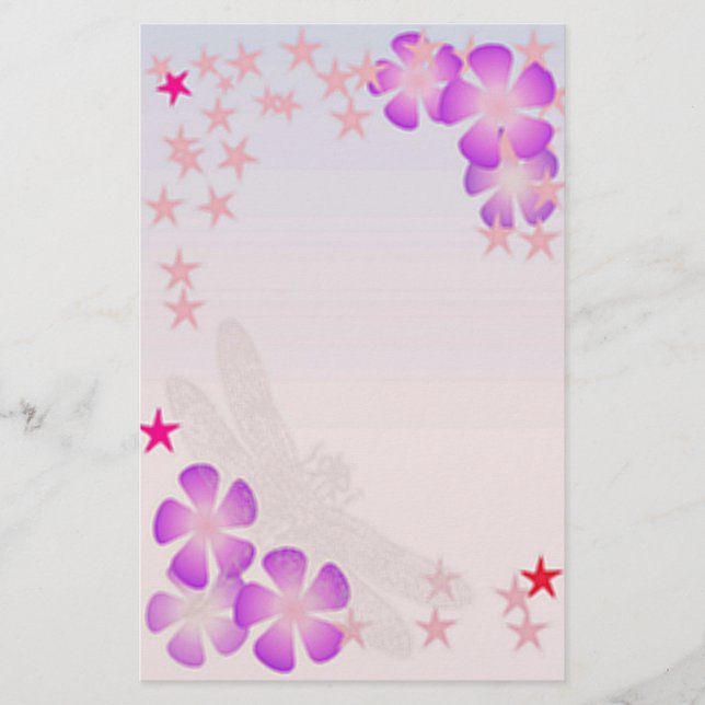 Papelería Flores flotantes y estrellas (Anverso)