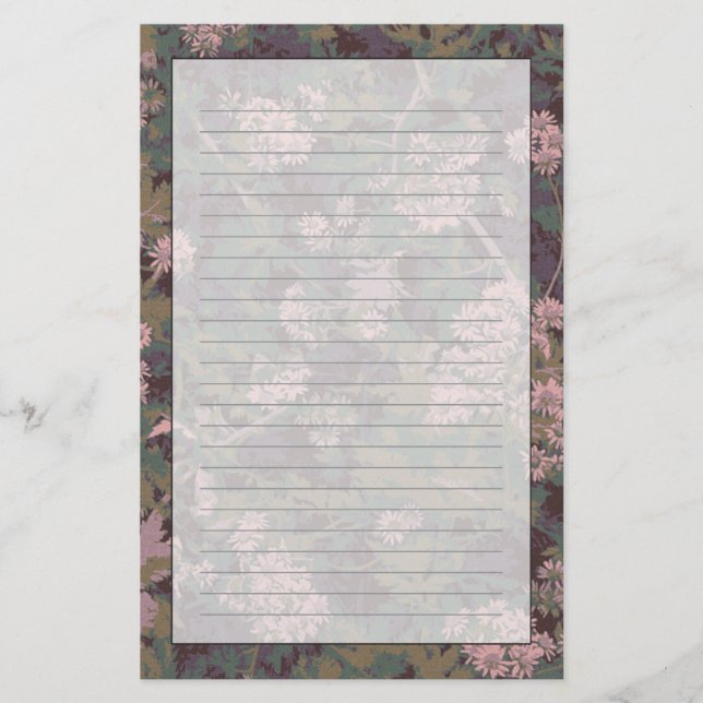 Papelería Flores, hojas, y camuflaje (Anverso)