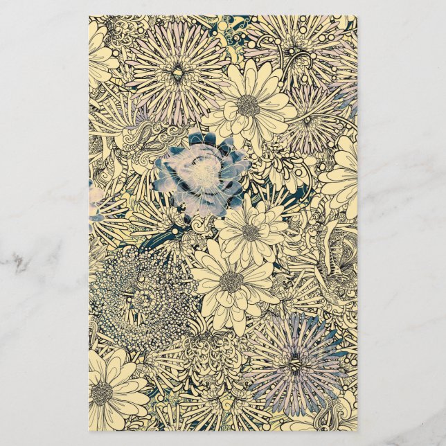 Papelería Flores ilustradas de época (Anverso)