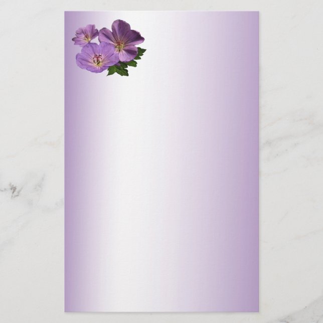 Papelería Flores moradas de geranio (Anverso)