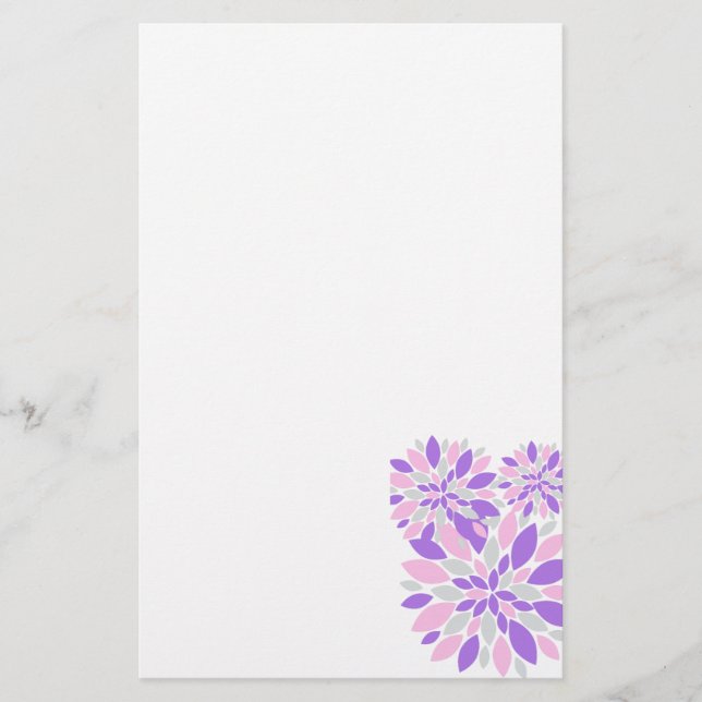 Papelería Flores púrpuras de Petals mágicos (Anverso)