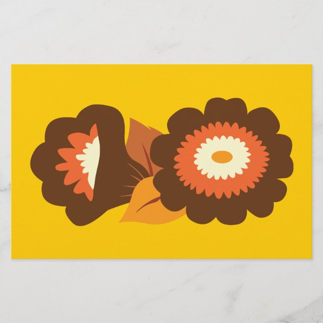 Papelería Flores Retro Brown (Anverso)