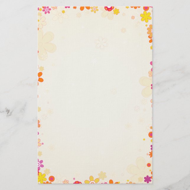 Papelería Flores Retro Stacionario (Anverso)