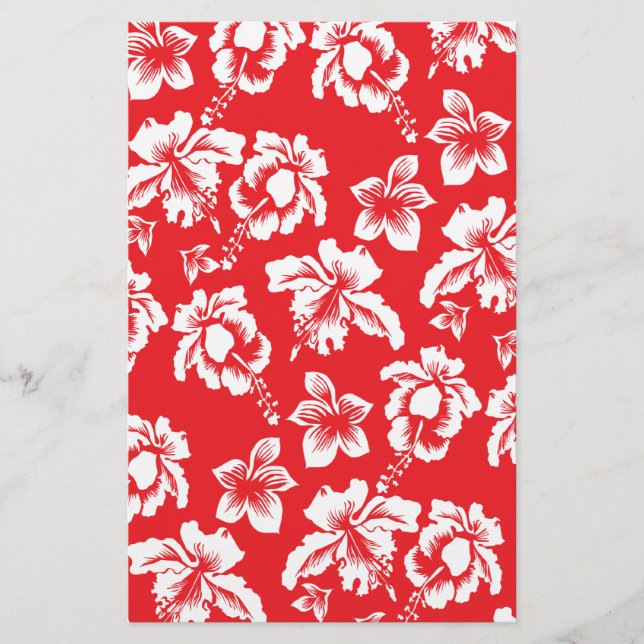 Papelería Flores rojas hawaianas (Anverso)