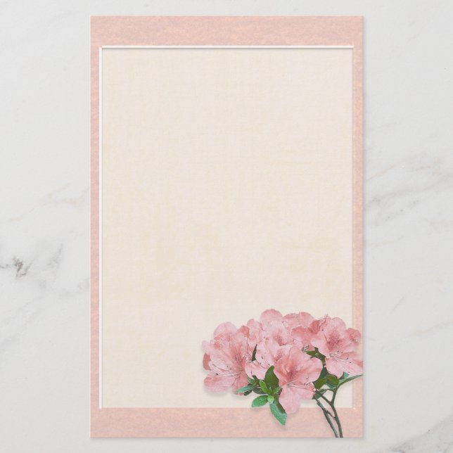 Papelería Flores rosadas de azalea y Boda de cuadros (Anverso)