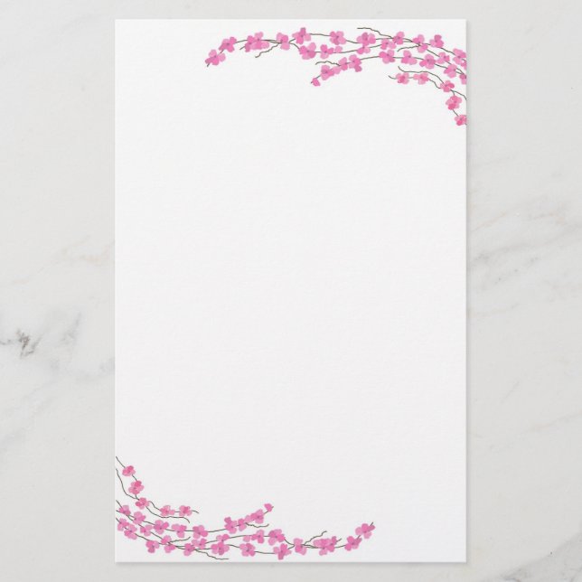 Papelería Flores rosadas delicadas (Anverso)