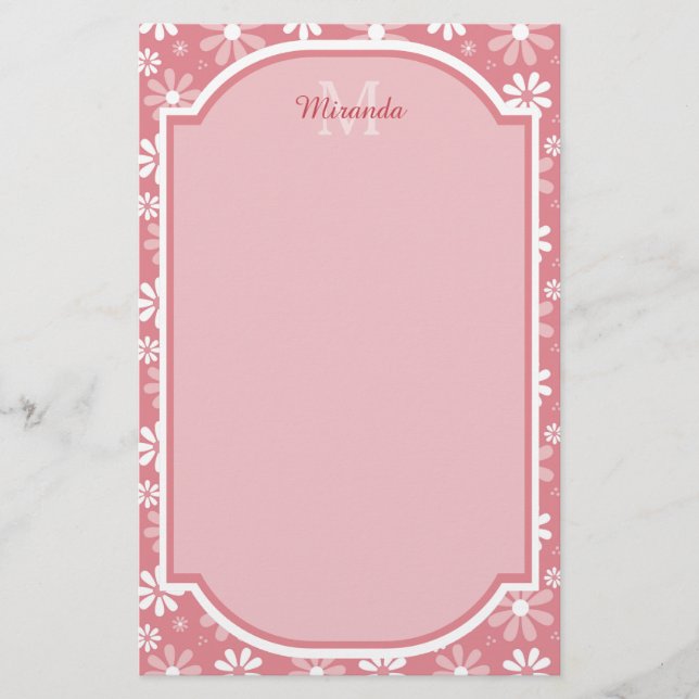 Papelería Flores rosadas lindas de la margarita del (Anverso)