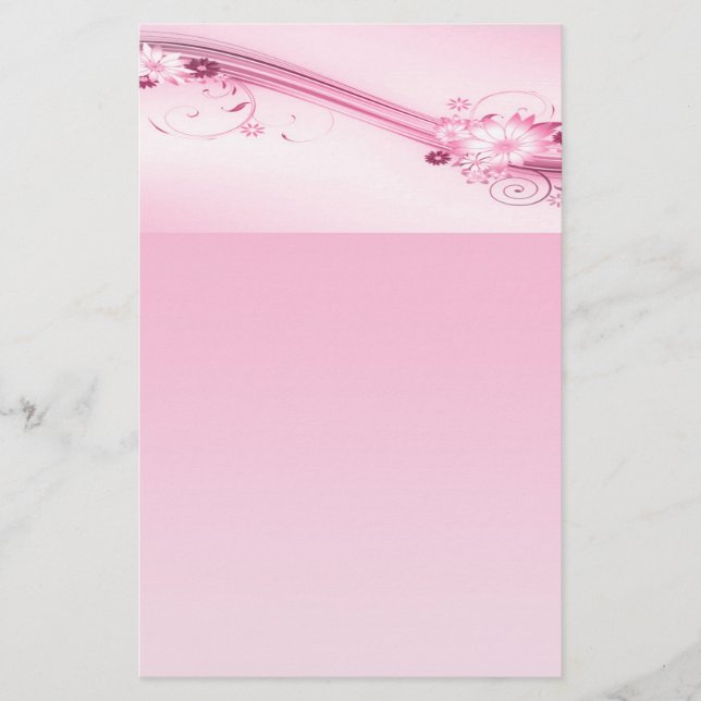 Papelería Flores rosas y olas (Anverso)
