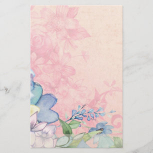 Papelería Flores silvestres de flores azules y rosas delgada