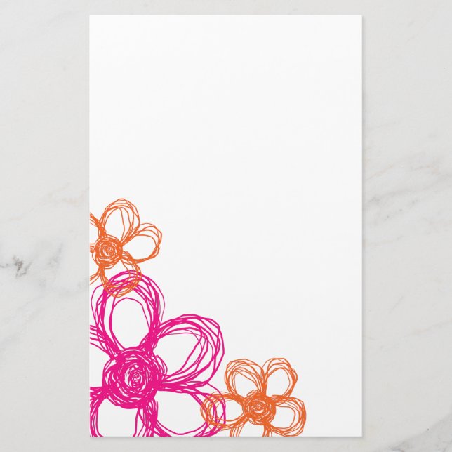 Papelería Flores silvestres Naranja y rosa (Anverso)