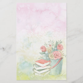 Papelería Flores y Libros en Acuarela