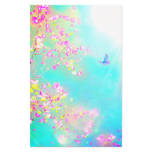 Flores y mariposa floral rosa azul lindo