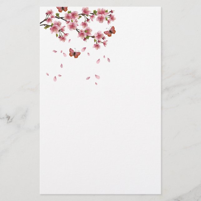 Papelería Flores y mariposas (Anverso)