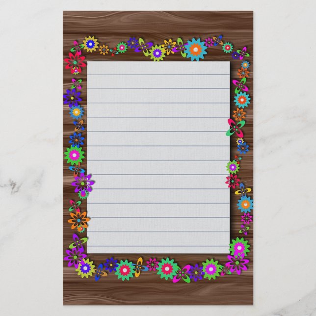 Papelería Flores y veta de madera (Anverso)