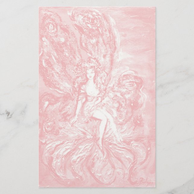 Papelería FLOWER FAIRY ON IRIS Pink White Fantasy (Anverso)