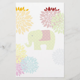 Papelería Flower power colorido bonito del elefante del