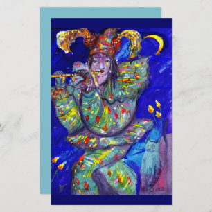 Papelería FLUTISTA EN ESTACIÓN Nocturno AZUL / Veneciana de