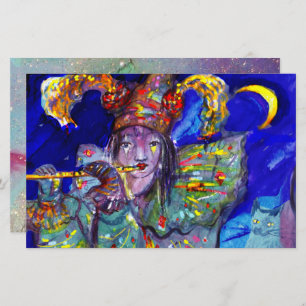 Papelería FLUTISTA EN ESTACIÓN Nocturno AZUL / Veneciana de 