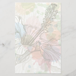 Papelería Fondo de flores y acuarelas de Hibiscus