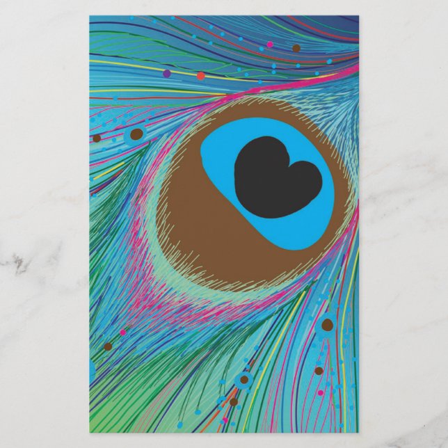 Papelería Fondo de las líneas de plumas de Peacock (Anverso)